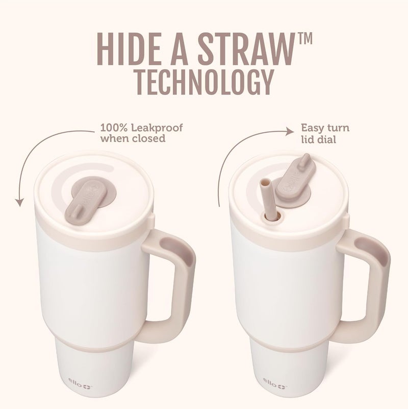 Ello Oasis 40oz Stainless Steel Water Bottle - Beige Gingham - Image 1